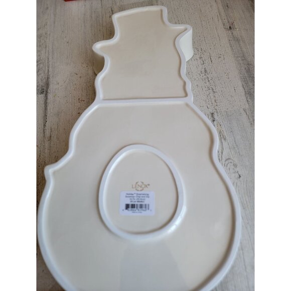 Lenox NEW holiday entertaining snowman chip dip Xmas mistletoe - Picture 7 of 9